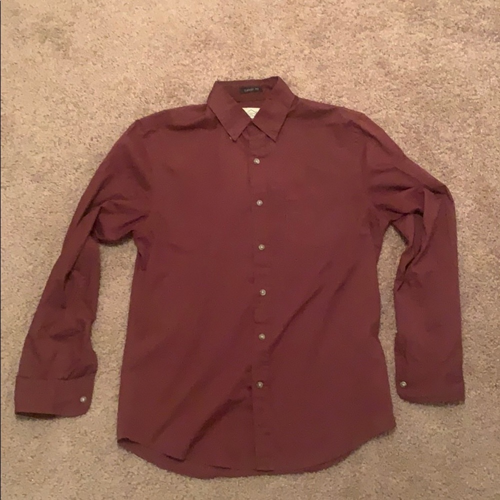 Burgundy Button Up Dress Shirt